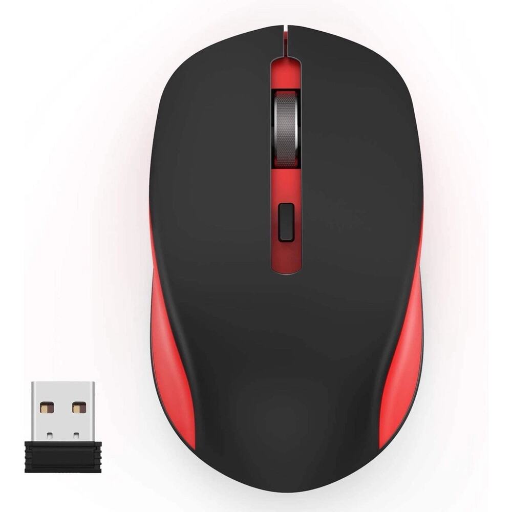 2.4G Wireless Mouse Red & Black Plug and Play Noiseless - Seenda New In Box